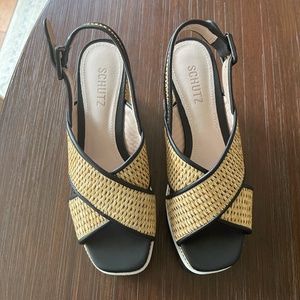 Schutz Raffia Wedge Sandal